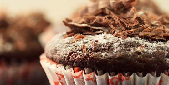 close up of chocolate cupcake