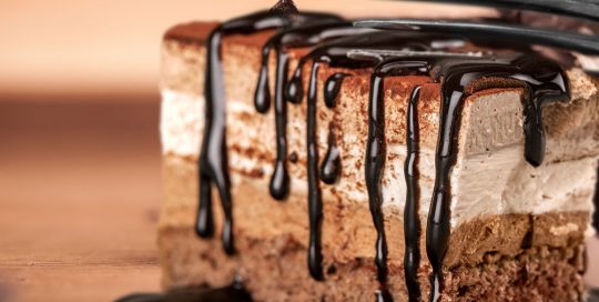 close up of tiramisu slice