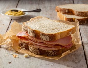 sliced ham sandwich