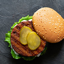 plant based burger patty on bun