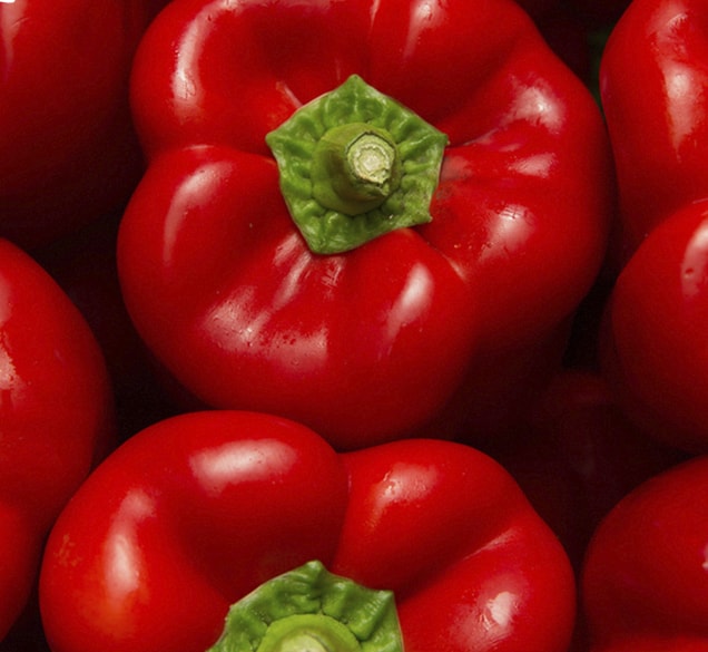 close up of the top of a red pepper